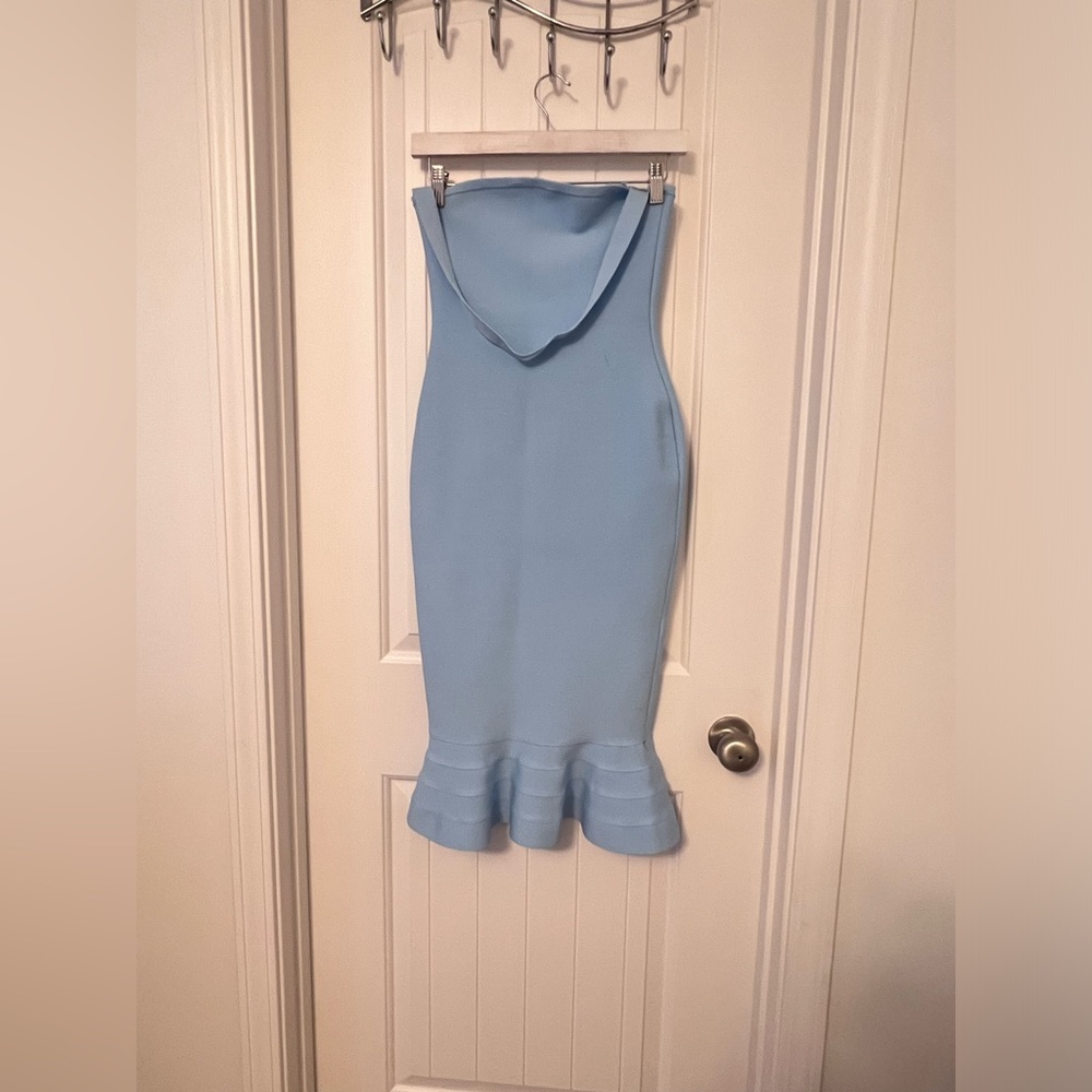 Baby blue bodycon midi dress. Size S-M